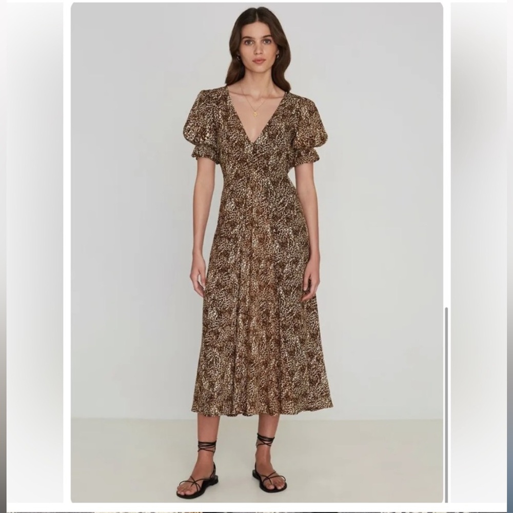 Faithfull the Brand Marie Louise Midi Dress animal print